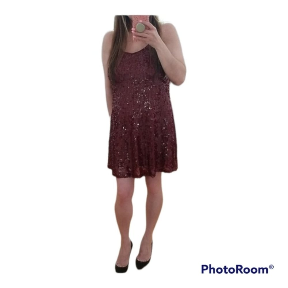 SOLD Altar'd State Sequin dress in burgundy, size M - Picture 2 of 16
